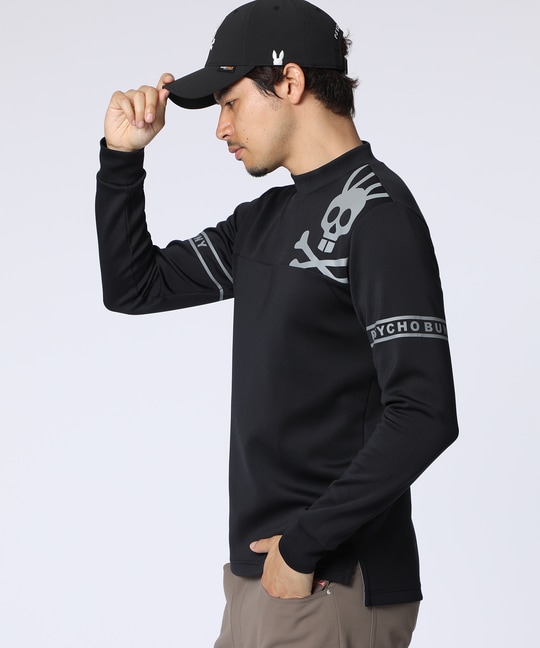 [GOLF]ラインスリーブロゴ モックネックＴシャツ