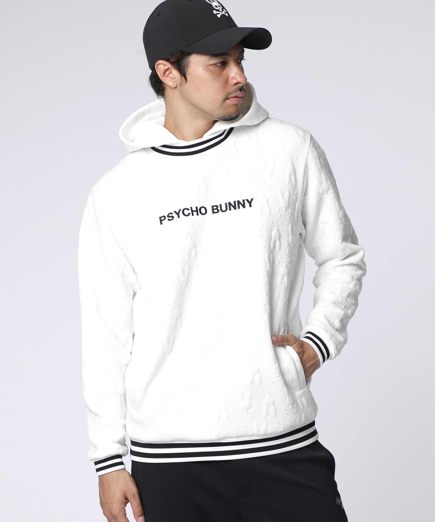 サイコバニー　プルオーバーパーカー GOLF]膨れジャガードバニーロゴスウェットパーカ｜Psycho Bunny