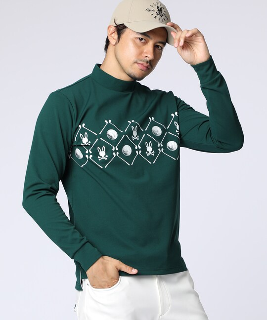 [GOLF]ゴルフモチーフロゴモックネックＴシャツ