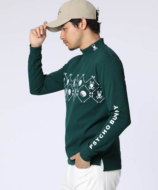 [GOLF]ゴルフモチーフロゴモックネックＴシャツ