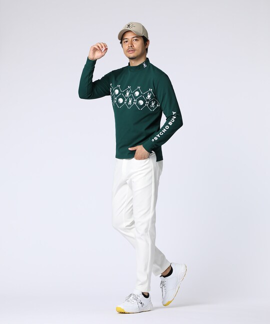 [GOLF]ゴルフモチーフロゴモックネックＴシャツ