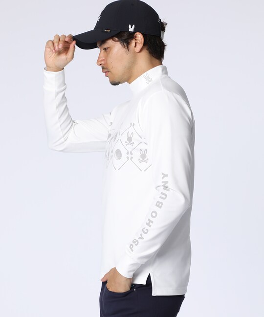 [GOLF]ゴルフモチーフロゴモックネックＴシャツ