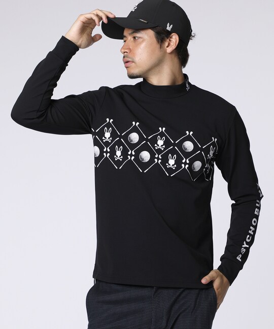 [GOLF]ゴルフモチーフロゴモックネックＴシャツ