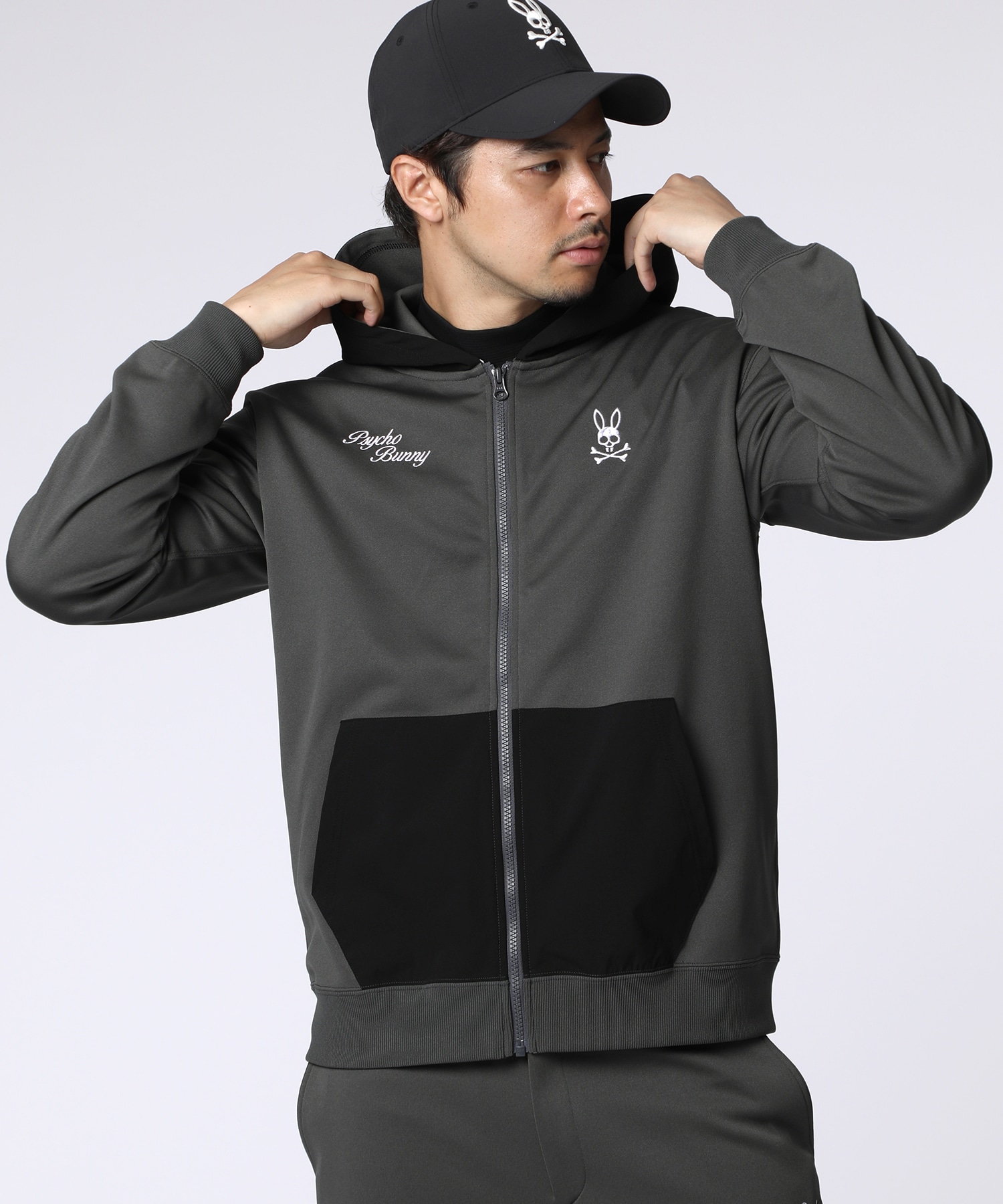 サイコバニーゴルフ　wフルジップパーカー サイズL GOLF]モダングラフィック 3レイヤースムースジップパーカ