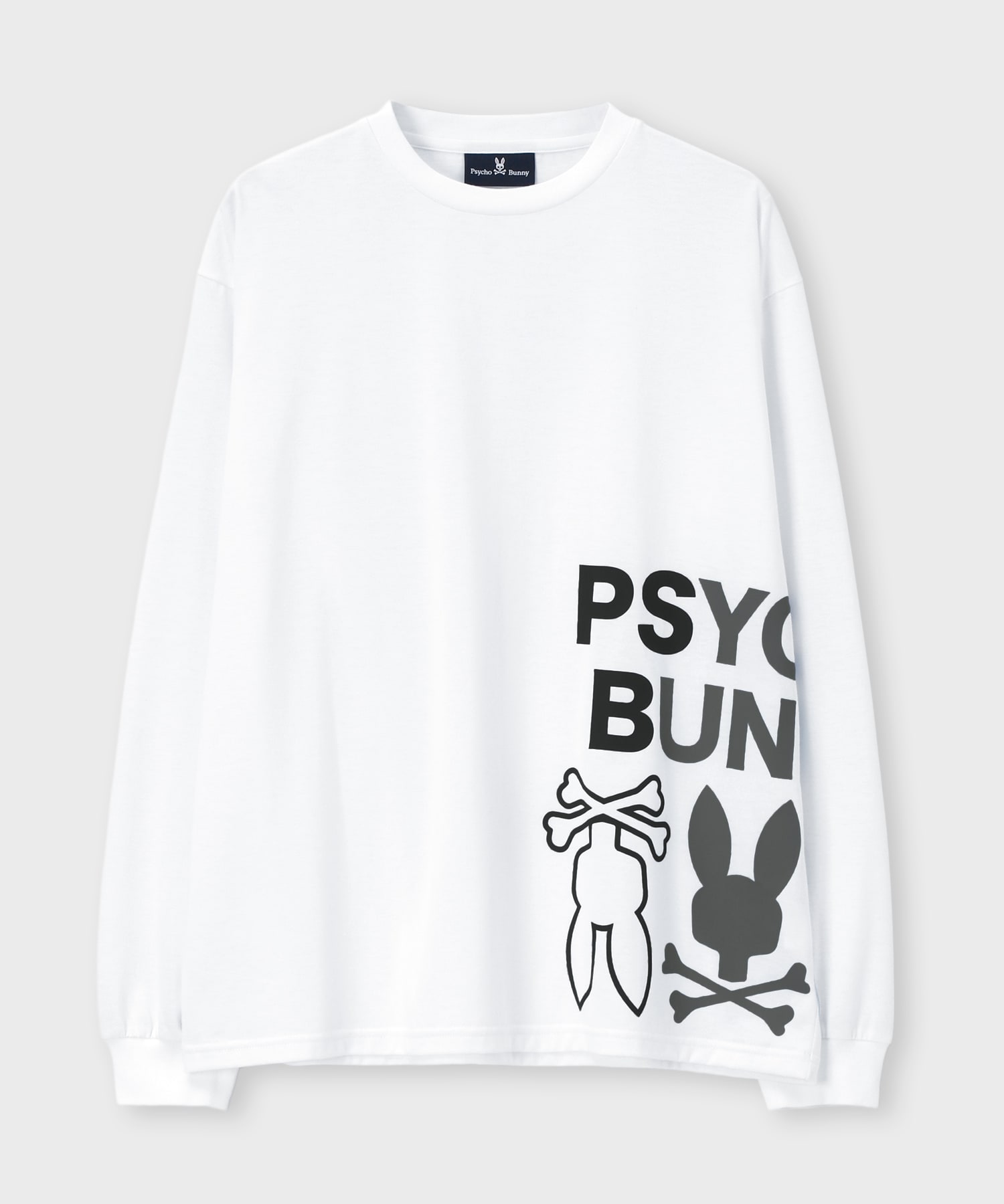 美品 サイコバニー 長袖シャツ 日本製 L 白 刺繍ロゴ 袖ライン WEB限定]グラデーションサイドロゴ ロングスリーブTシャツ｜Psycho