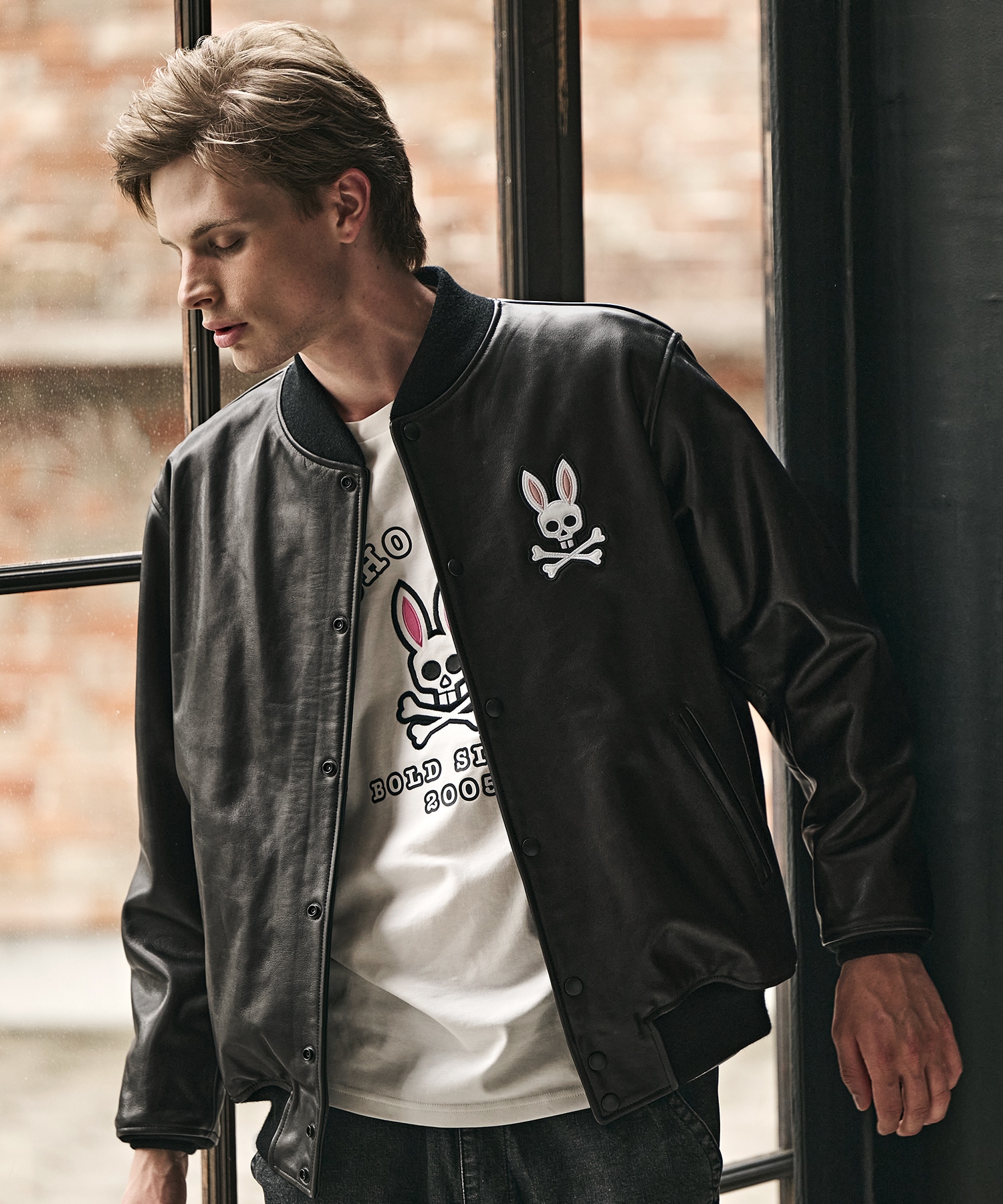 サイコバニー Psycho Bunny シングルライダース ライダースジャケット 中古・古着通販】Psycho Bunny (サイコ バニー) ROBERT GODLEY