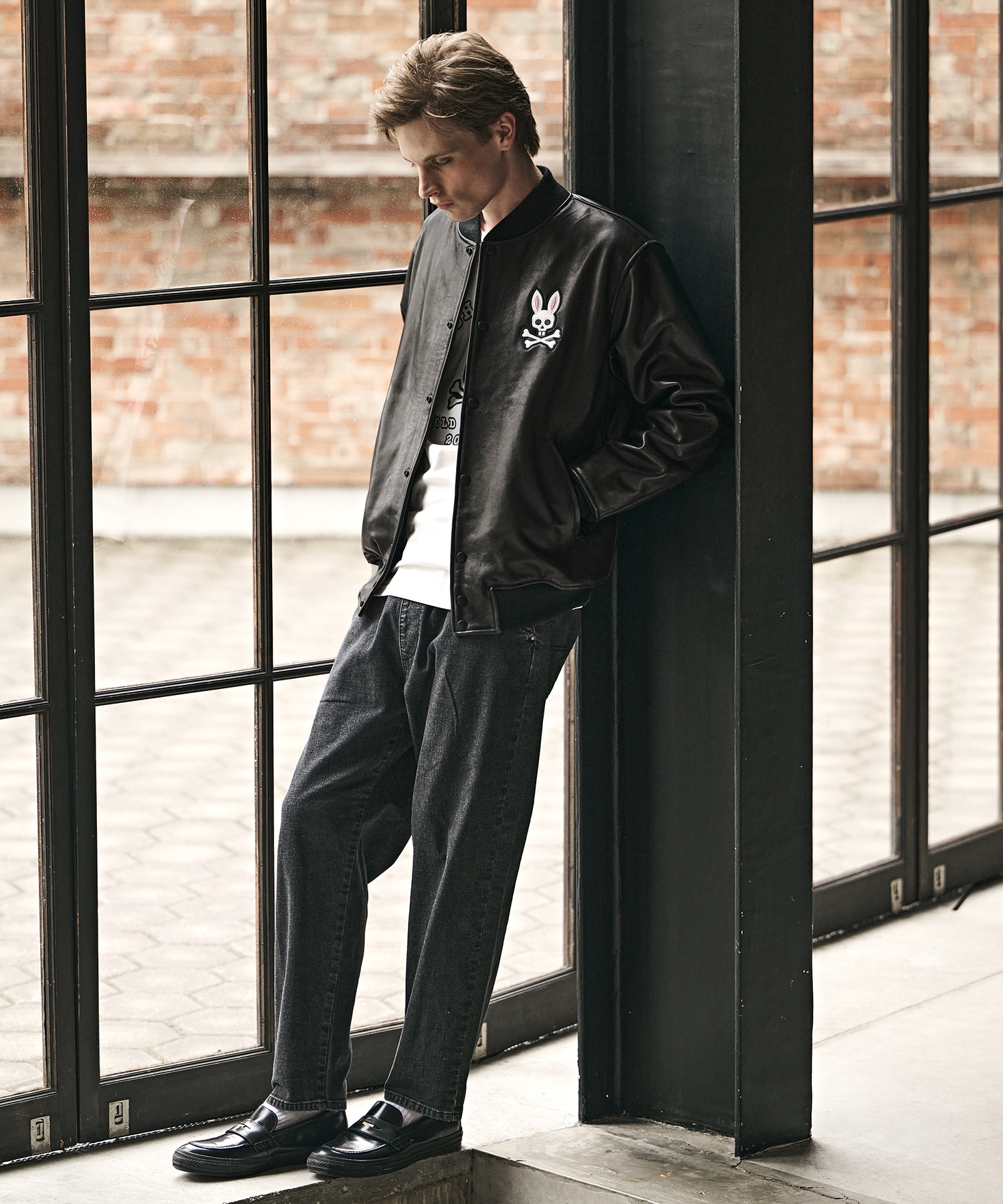 【美品】サイコバニー 羊革 シングルライダースレザージャケット アイボリー L 20th Anniversary】アニバーサリーリミテッドエディション