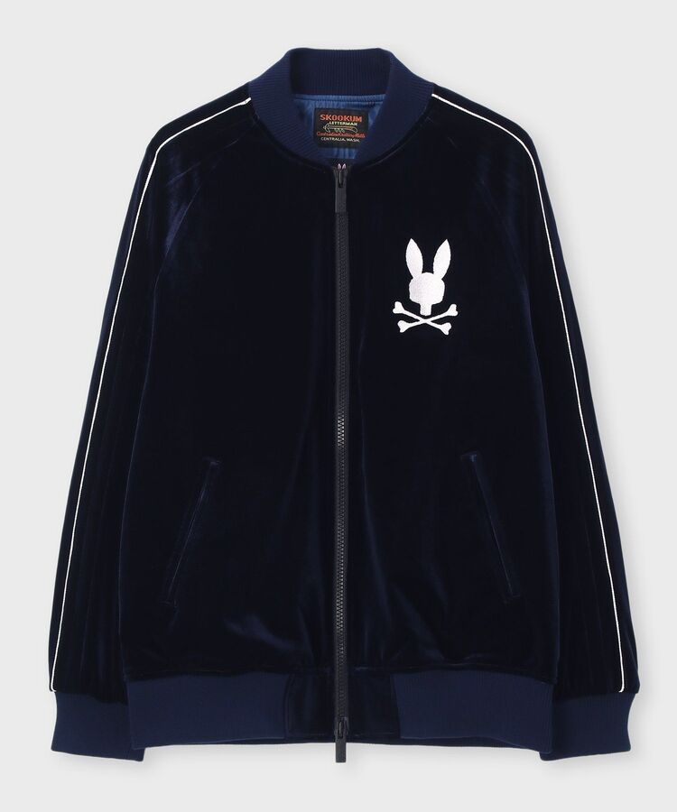 Psycho Bunny × SKOOKUM スカジャン　ブルー　Mサイズ SKOOKUM × PsychoBunny バニーロゴ スカジャン（スカジャン