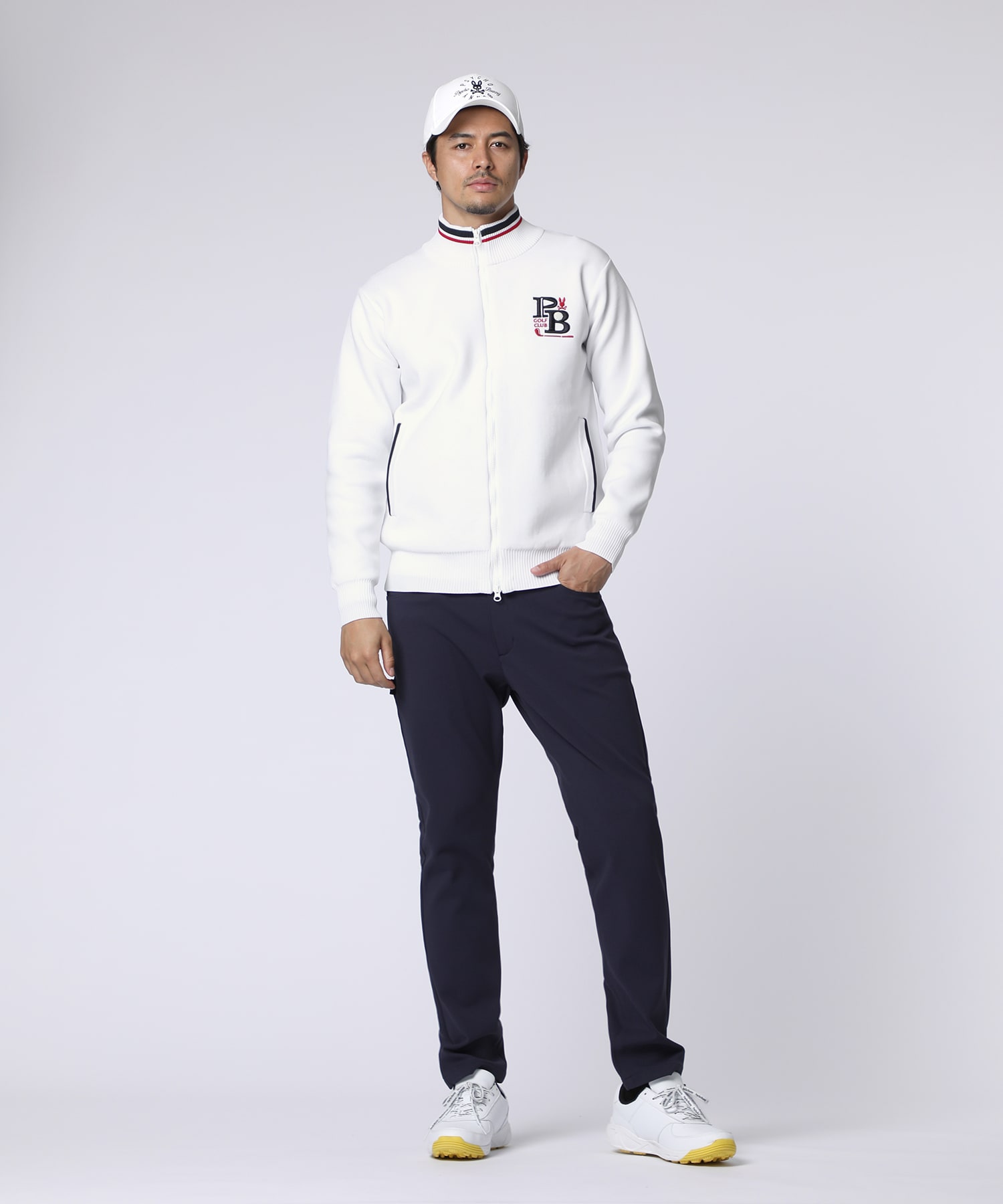 GOLF]ゴルフクラブ フルジップニットカーディガン｜Psycho Bunny