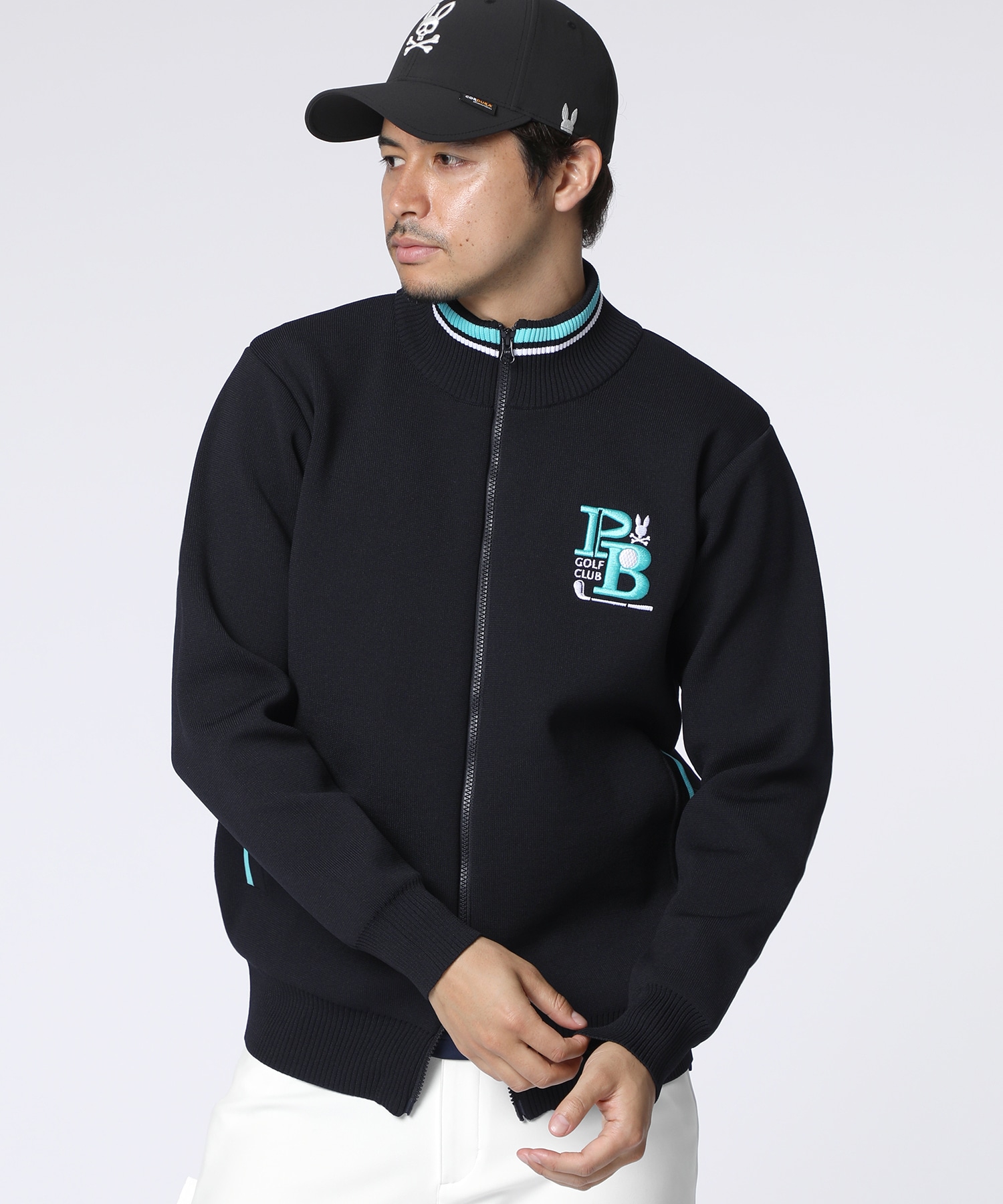 GOLF]ゴルフクラブ フルジップニットカーディガン｜Psycho Bunny