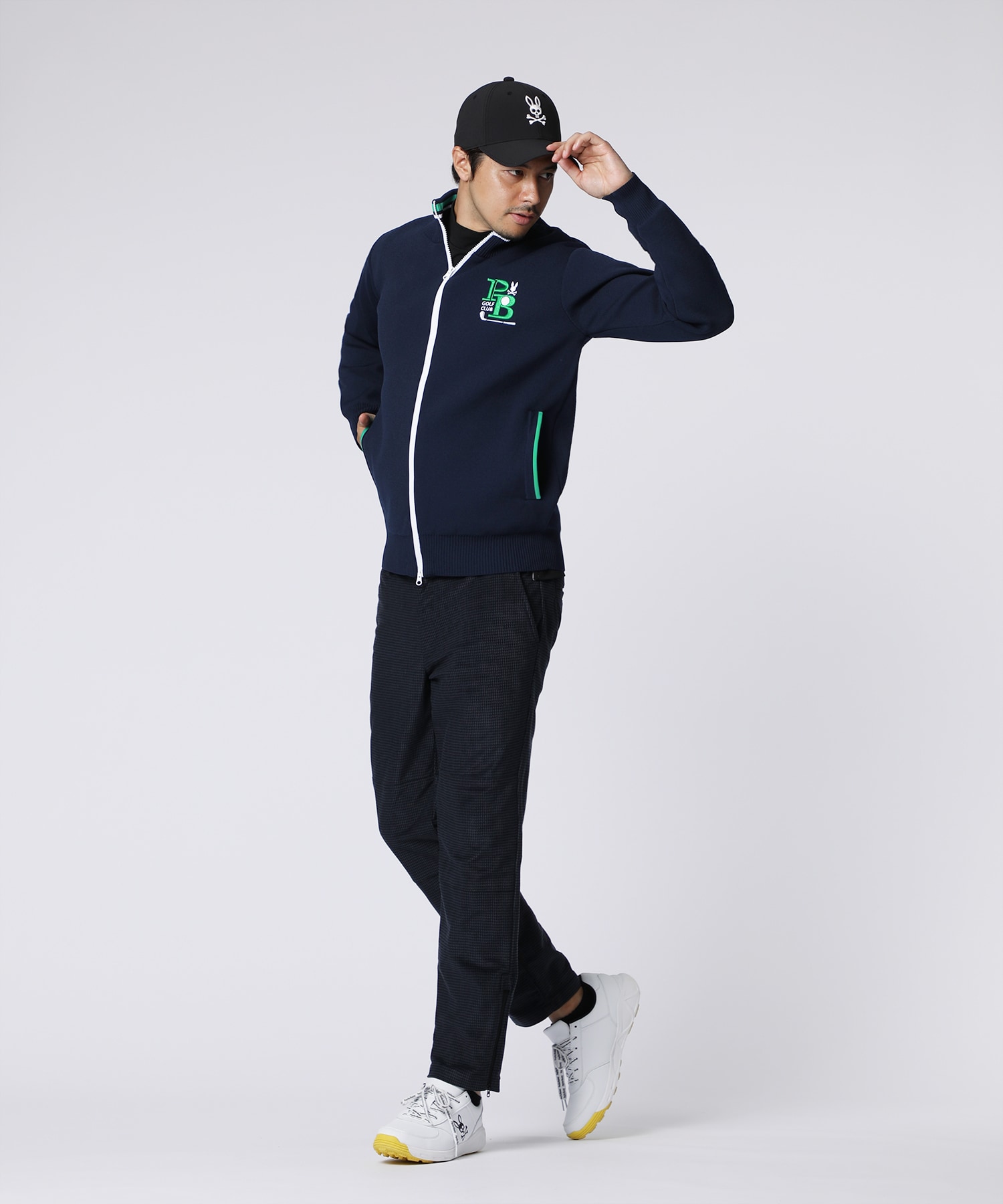 GOLF]ゴルフクラブ フルジップニットカーディガン｜Psycho Bunny