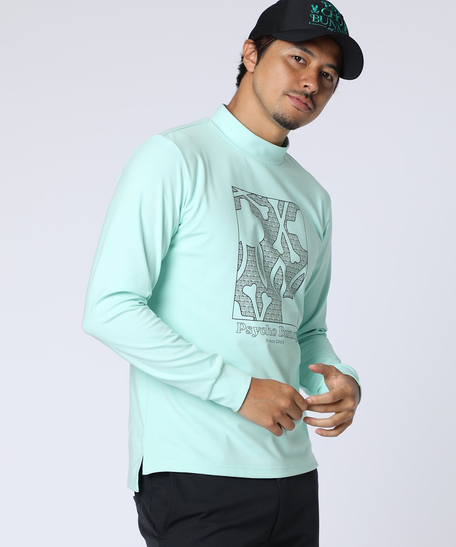 GOLF]オリジナル総柄アートワーク モックネックTシャツ｜Psycho Bunny