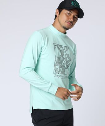 [GOLF]オリジナル総柄アートワーク 　モックネックＴシャツ