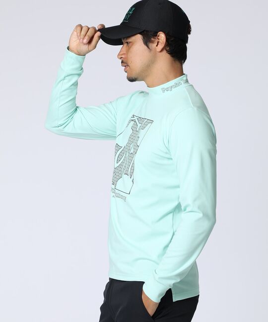 [GOLF]オリジナル総柄アートワーク モックネックＴシャツ