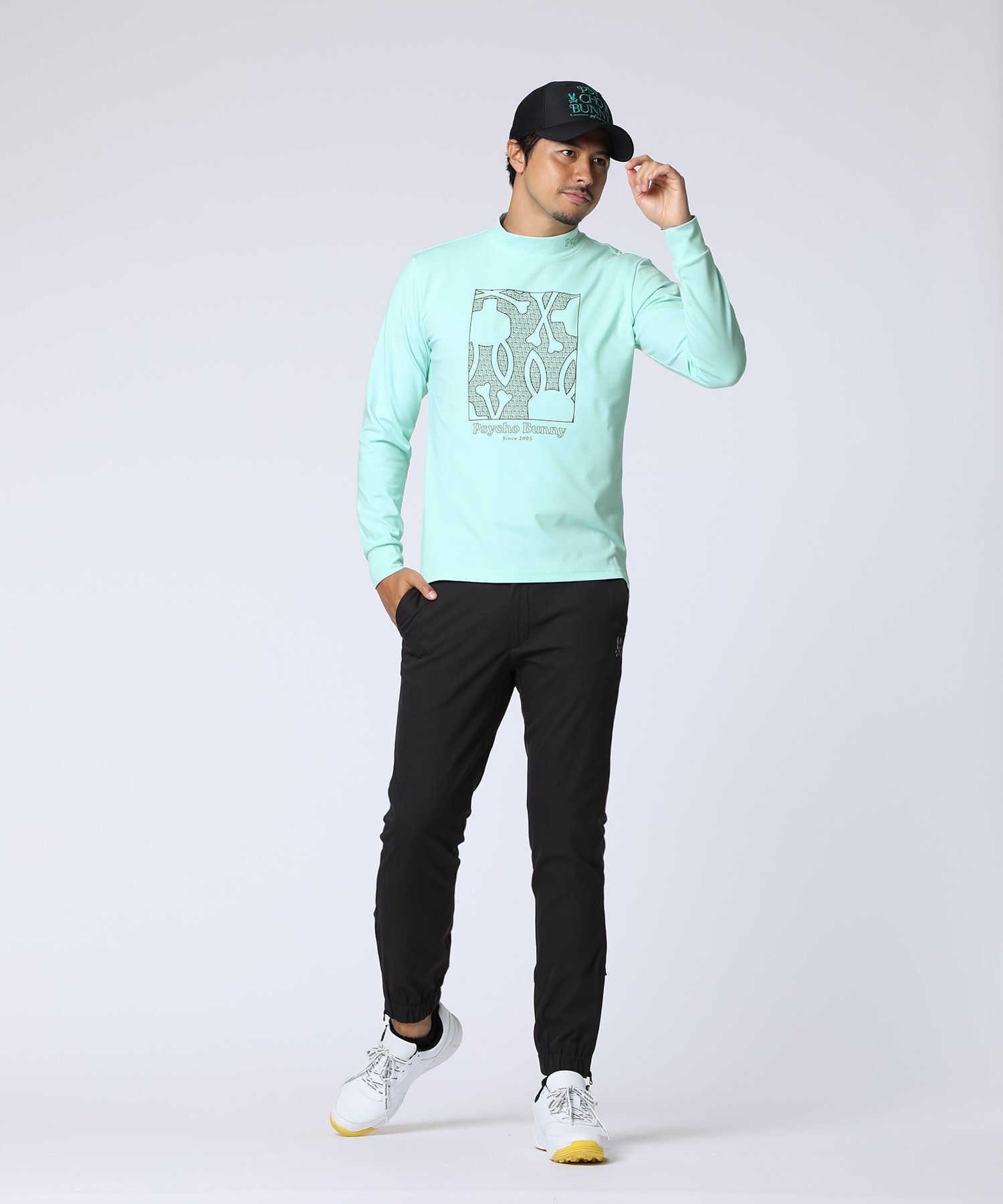 GOLF]オリジナル総柄アートワーク モックネックTシャツ｜Psycho Bunny