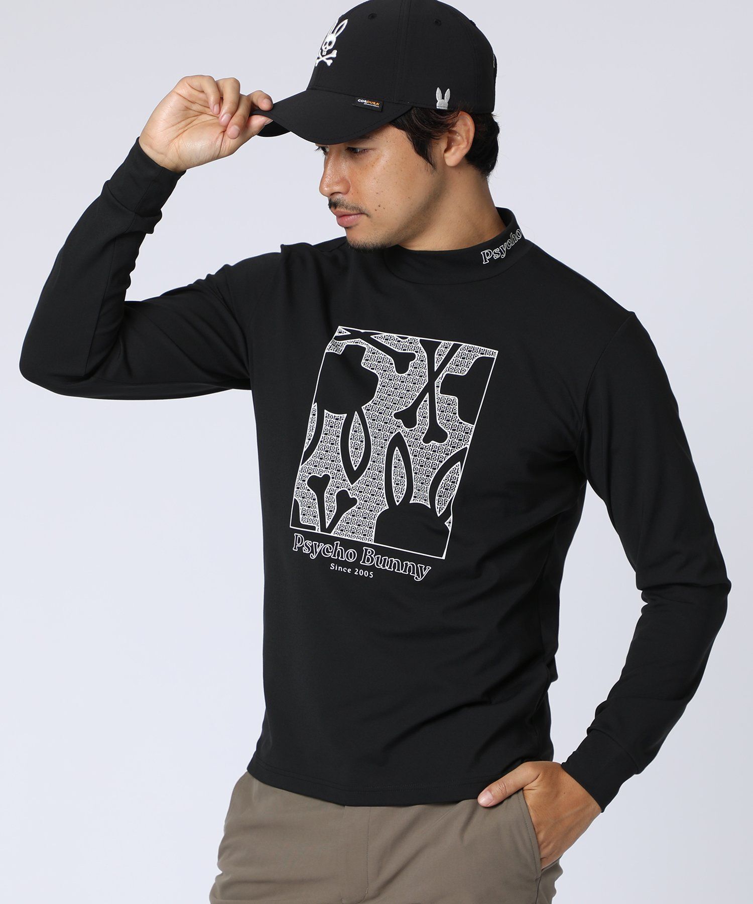 GOLF]オリジナル総柄アートワーク モックネックTシャツ｜Psycho Bunny