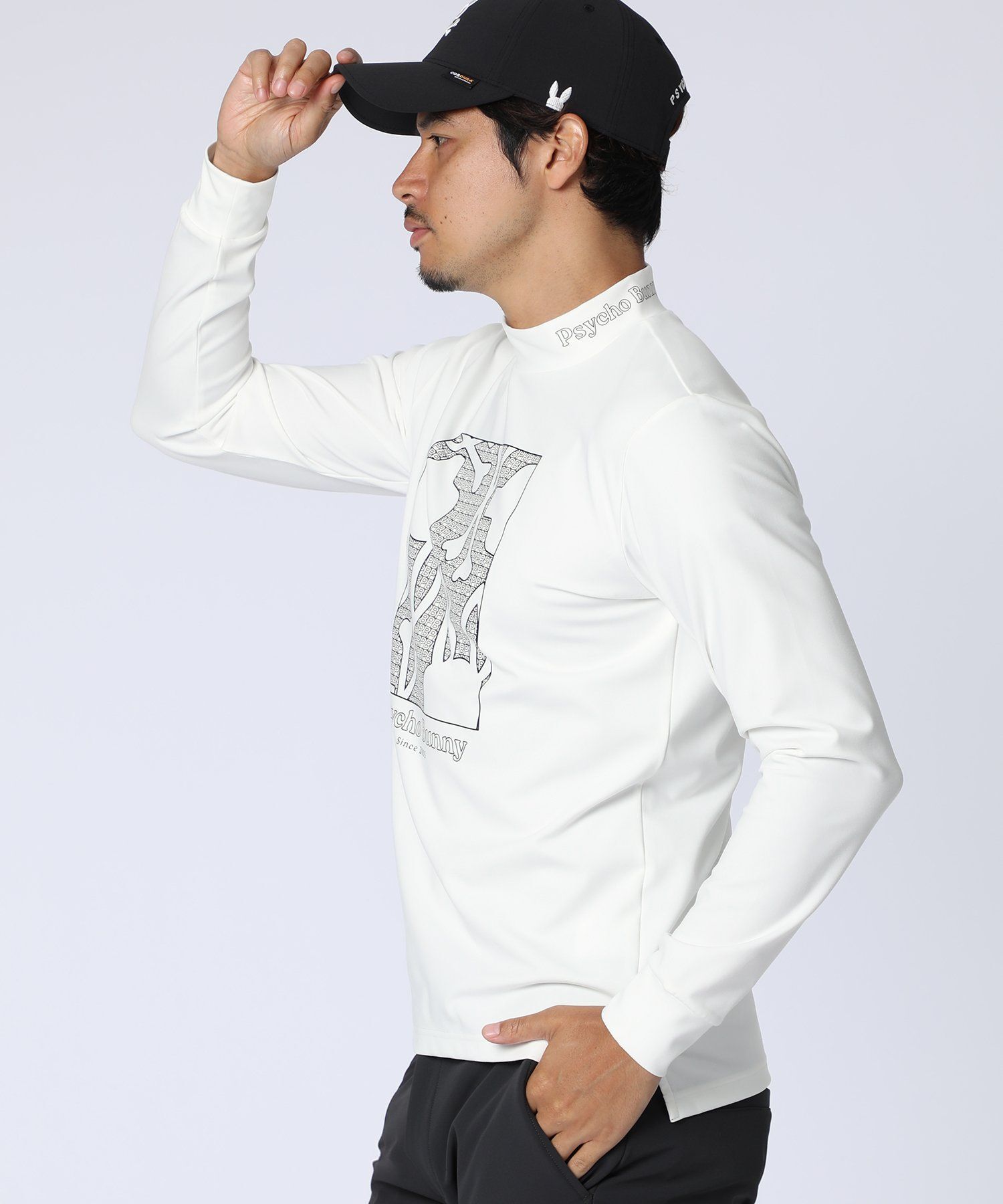 GOLF]オリジナル総柄アートワーク モックネックTシャツ｜Psycho Bunny