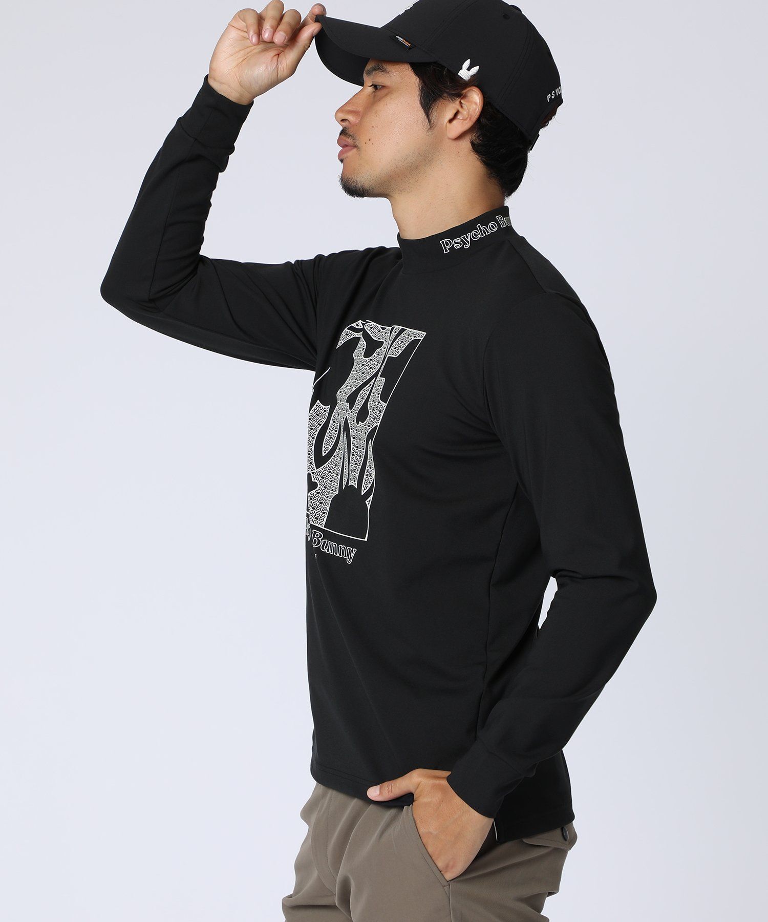 GOLF]オリジナル総柄アートワーク モックネックTシャツ｜Psycho Bunny