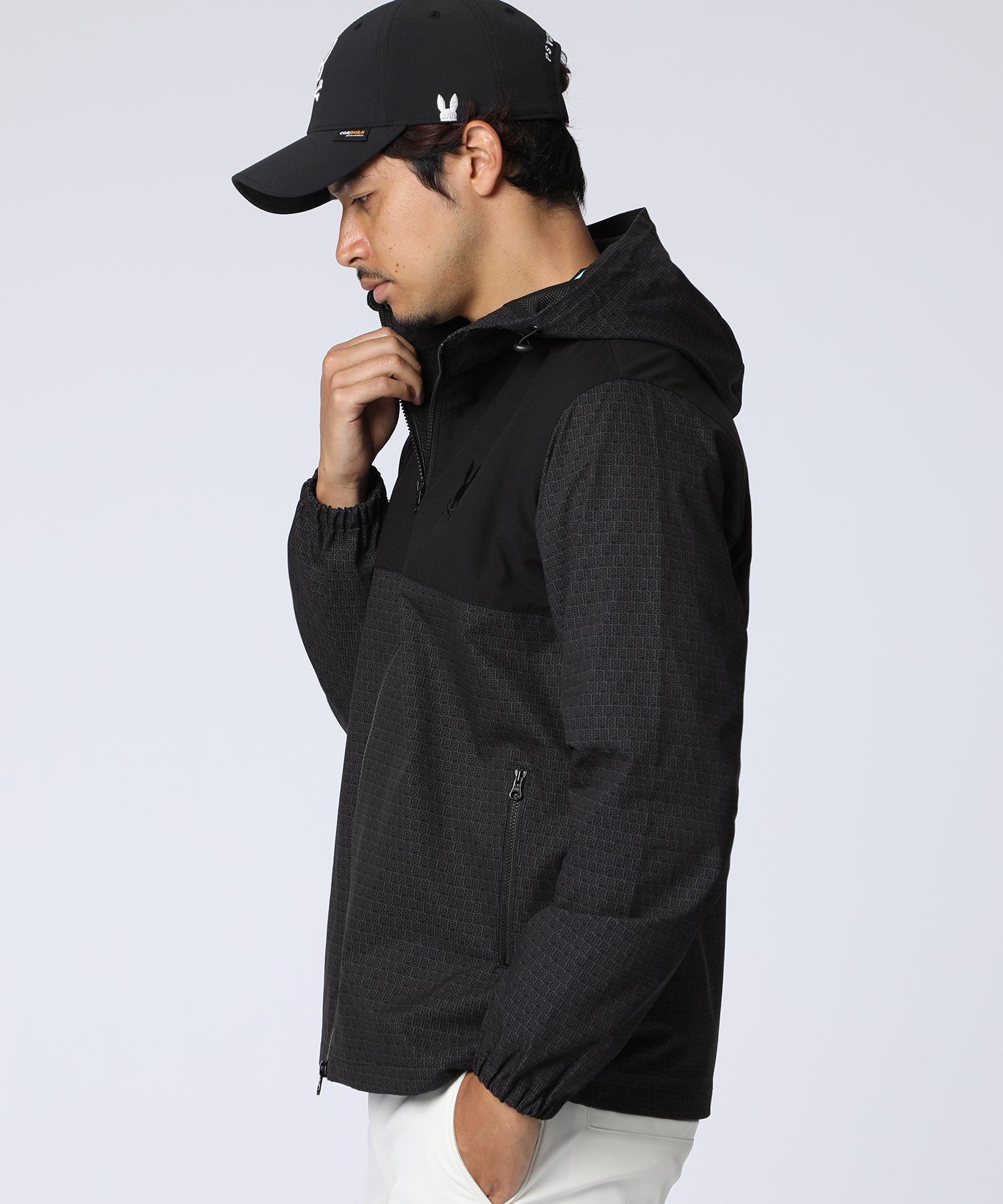 【version of you】ブルゾン GOLF]オリジナル総柄切替 ダブルジップフードブルゾン｜Psycho