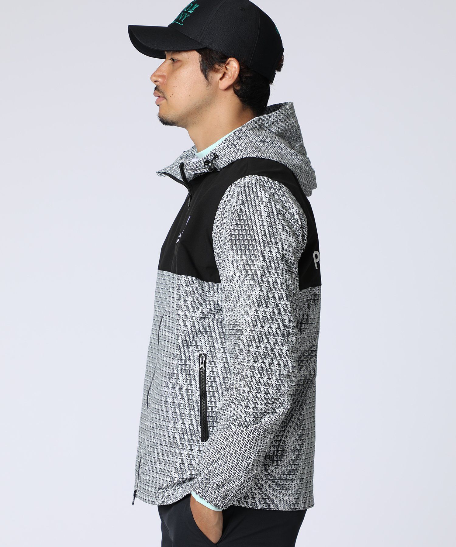 極美品 ジャックバニー 千鳥 グレンチェック ブルゾン 黒 白