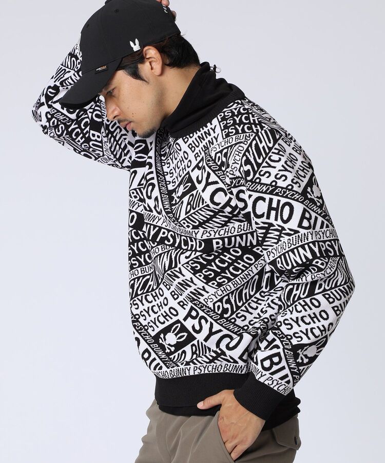 GOLF]総柄フォントロゴオリジナルジャガードニット｜Psycho Bunny