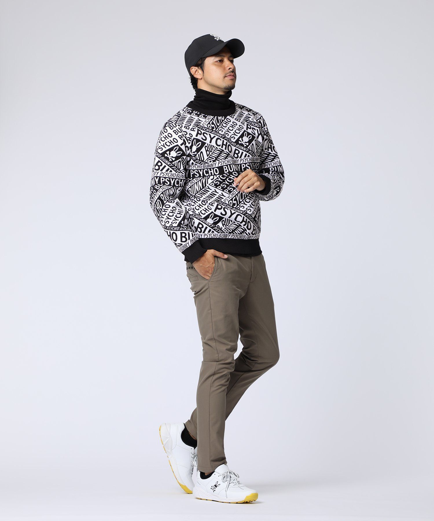 GOLF]総柄フォントロゴオリジナルジャガードニット｜Psycho Bunny