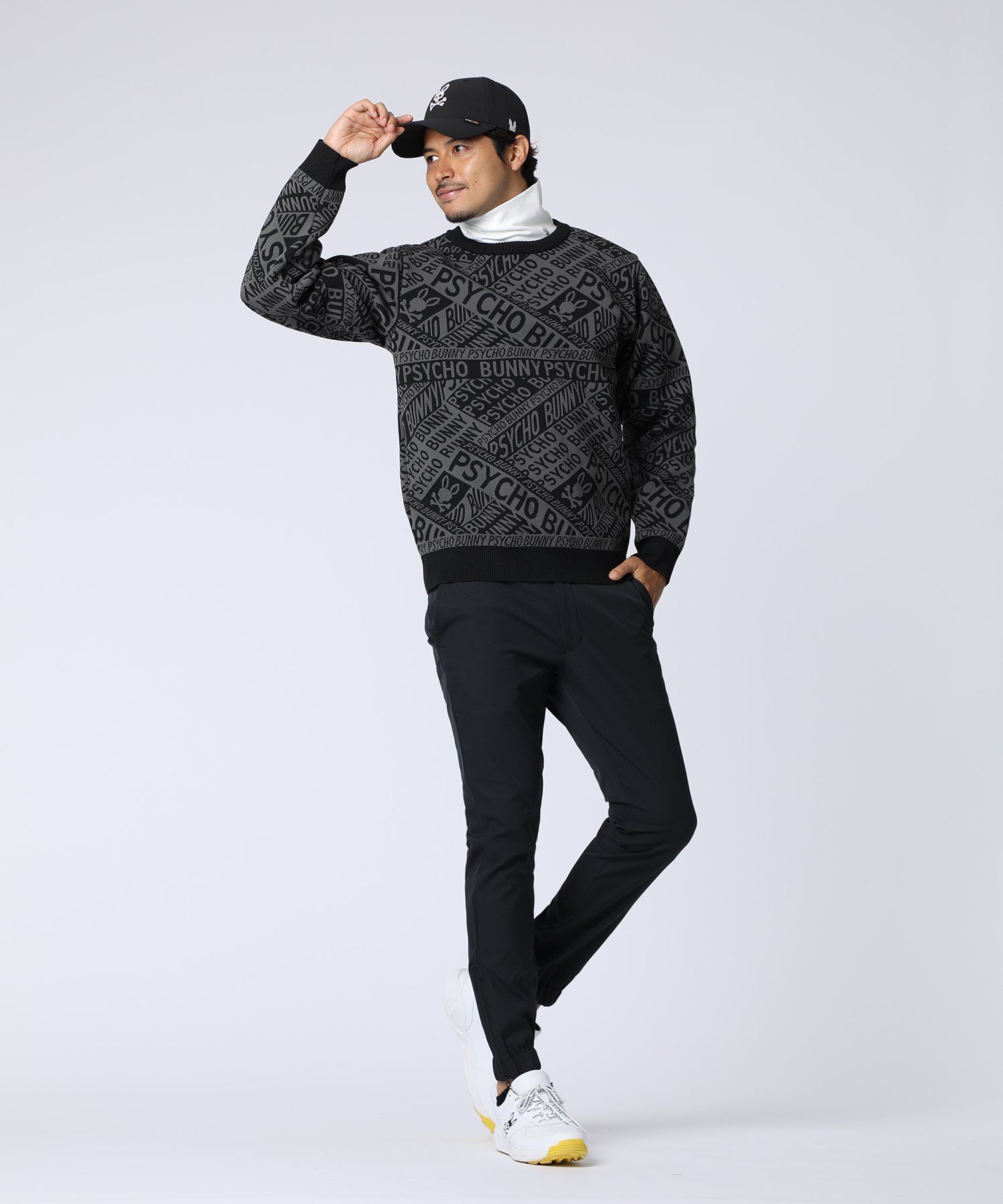 Psycho Bunny ゴルフ　ジャガードタートルセーター　M Psycho Bunny ゴルフ ジャガードタートルセーター M サイコバニー