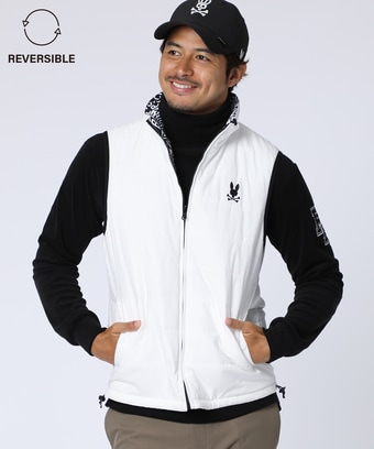 [GOLF]総柄フォントロゴ　 リバーシブルベスト