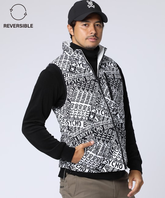[GOLF]総柄フォントロゴ リバーシブルベスト