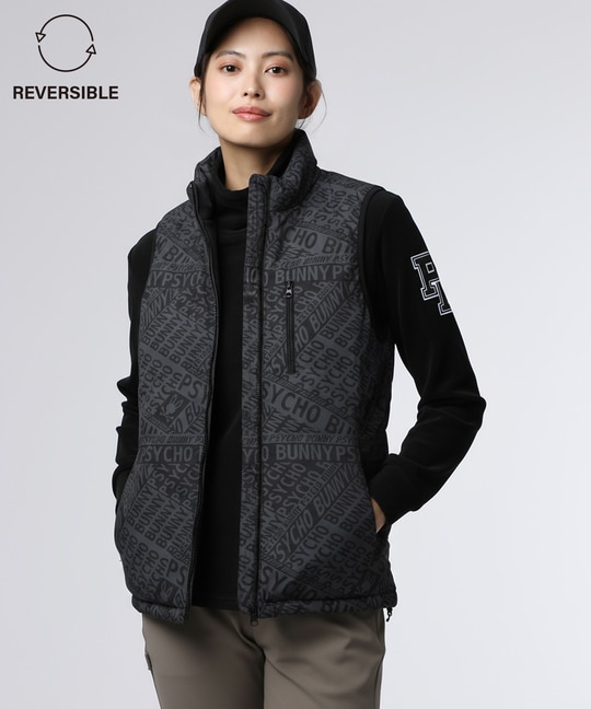 [GOLF][WOMEN]総柄フォントロゴリバーシブルベスト