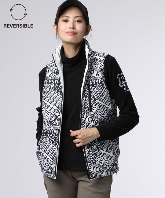 [GOLF][WOMEN]総柄フォントロゴリバーシブルベスト
