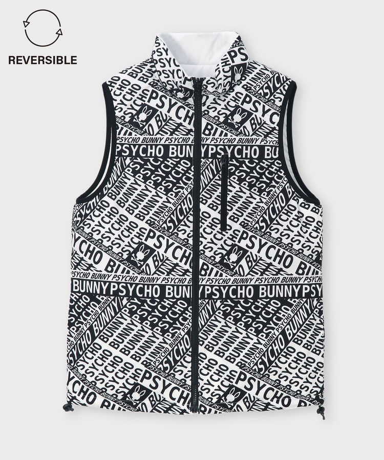 GOLF][WOMEN]総柄フォントロゴリバーシブルベスト｜Psycho Bunny