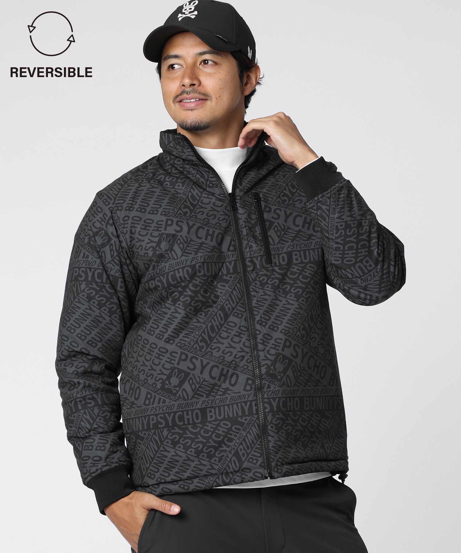 サイコバニー　総柄フォントロゴ リバーシブルブルゾン　XXL GOLF]総柄フォントロゴ リバーシブルブルゾン｜Psycho Bunny｜サイコ