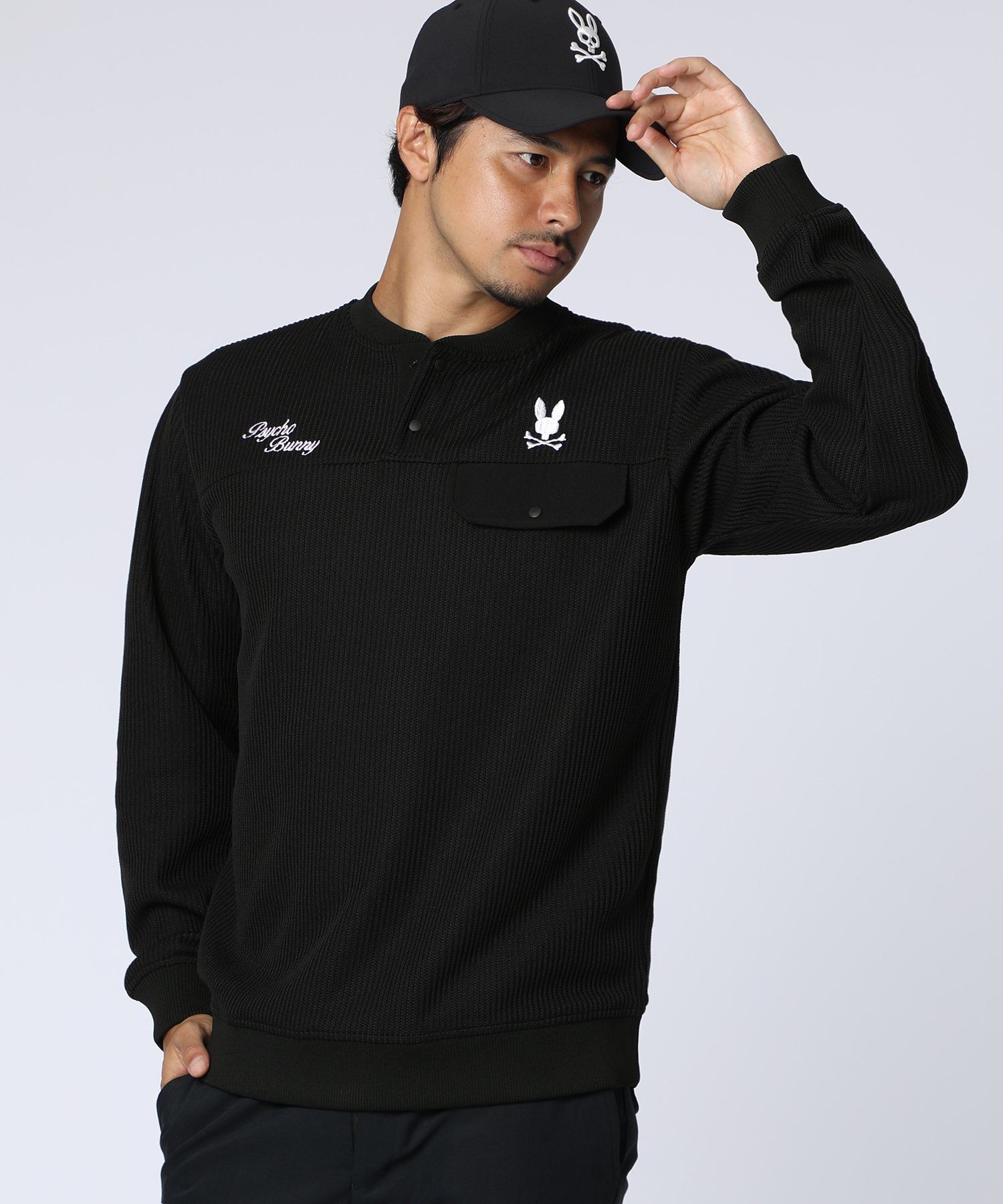 GOLF]モダングラフィック ヘンリーネックニットジャージ｜Psycho Bunny