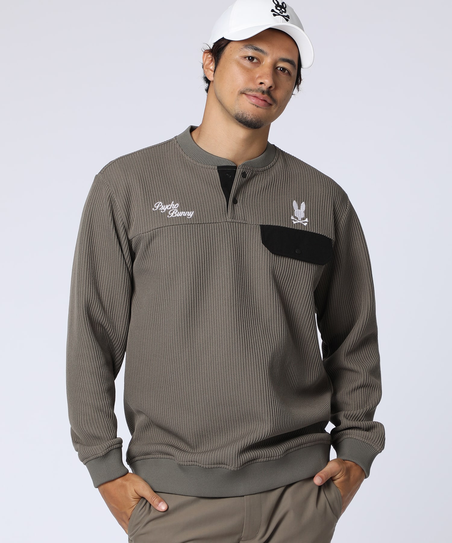 GOLF]モダングラフィック ヘンリーネックニットジャージ｜Psycho Bunny