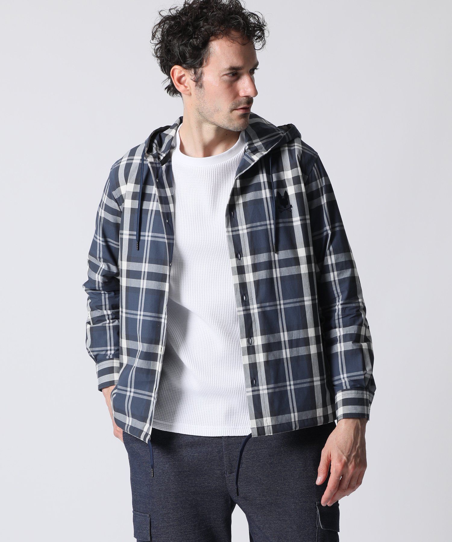 ビッグチェックフーディシャツブルゾン｜Psycho Bunny｜サイコ