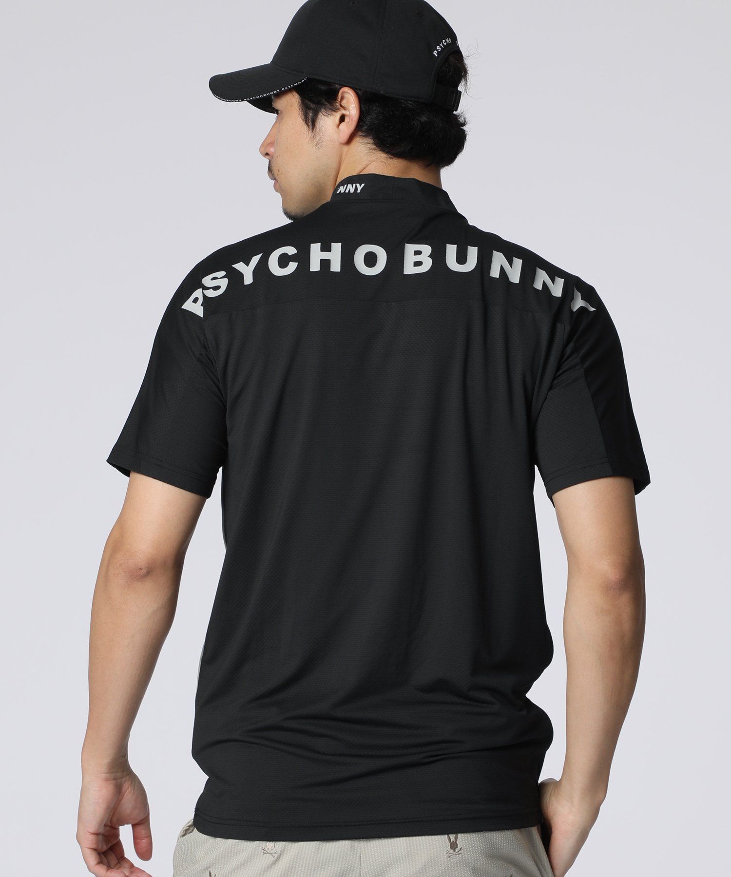 【新品未使用・タグ付き】 Psycho Bunny モックネック半袖シャツ GOLF]ラバーロゴ 半袖モックネックTシャツ｜Psycho Bunny
