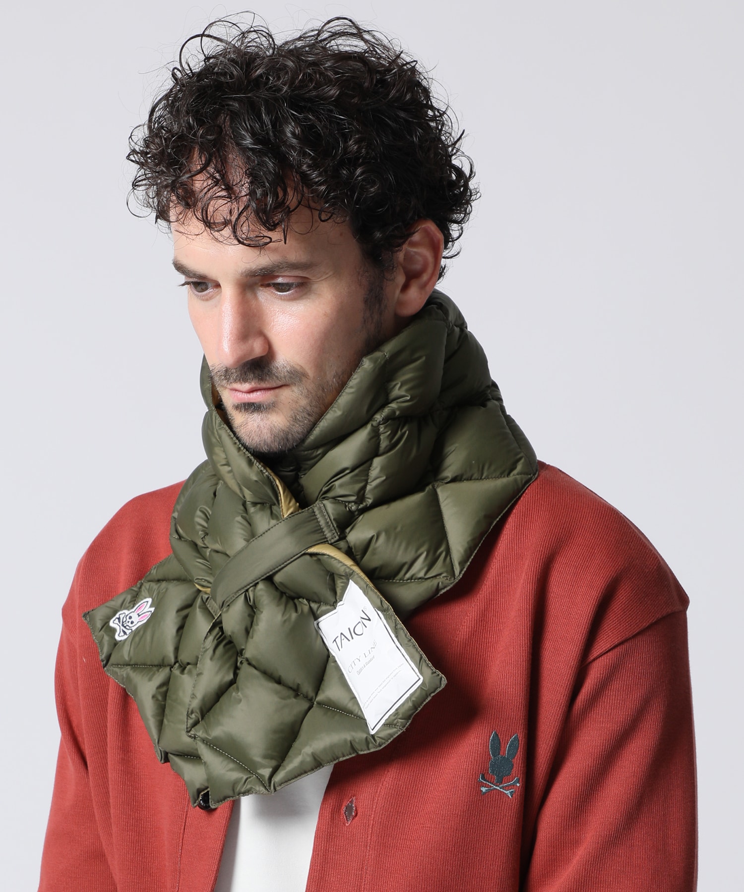 TAION × Psycho Bunny リバーシブル ダウンマフラー｜Psycho Bunny