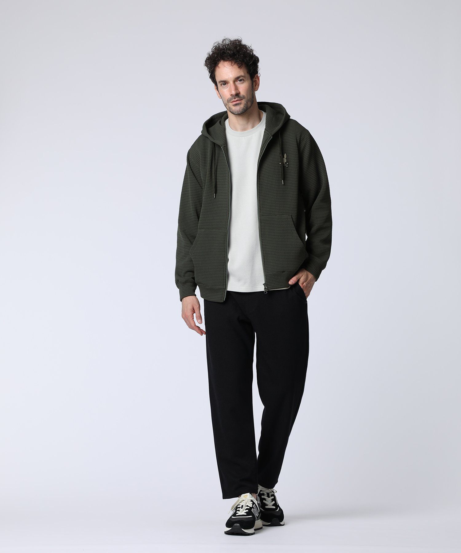 バイパーフード ワンポイントバニー ワッフルダブルジップパーカ｜Psycho Bunny