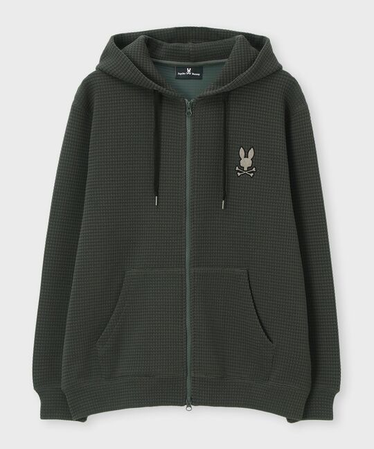 ワンポイントバニー ワッフルダブルジップパーカ
