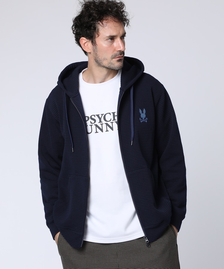 ワンポイントバニー ワッフルダブルジップパーカ｜Psycho Bunny