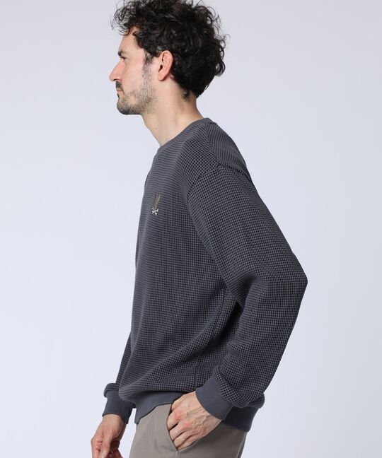 ツートンワッフル クルーネックスウェット