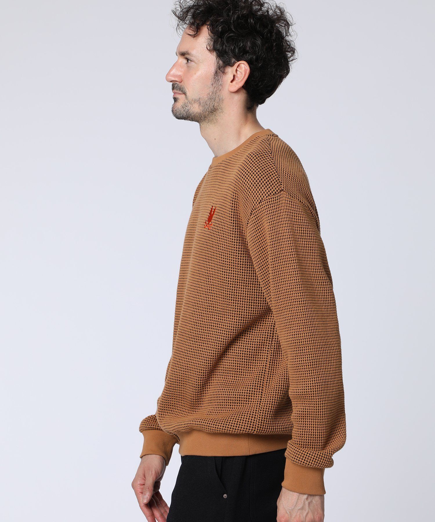MM6ワッフルスウェット MM6 Maison Margiela ロゴ スウェットシャツ | ブラック | FARFETCH JP