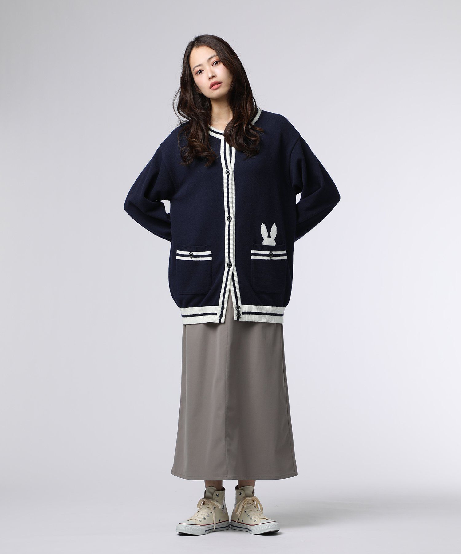 WOMEN]ポケットバニー クルーネックカーディガン｜Psycho Bunny