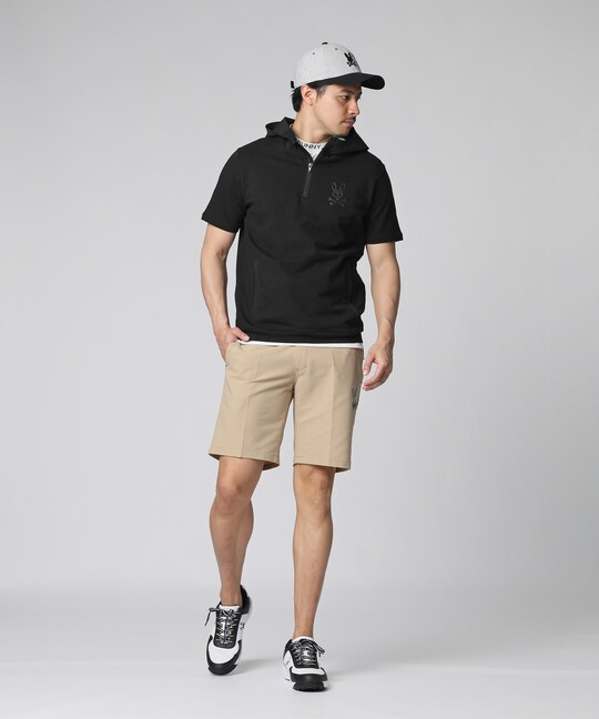 [WEB限定]バイカラーデザイン ハーフジップ 半袖パーカ