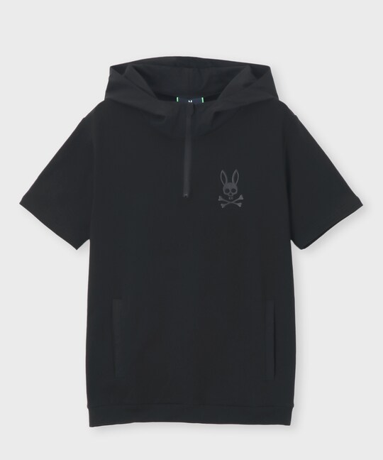 [WEB限定]バイカラーデザイン ハーフジップ 半袖パーカ