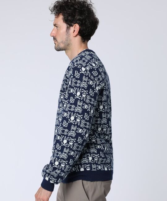 オリジナルジャガード クルーネック総柄ニット