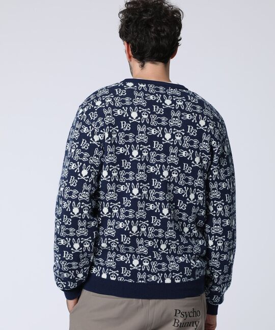 オリジナルジャガード クルーネック総柄ニット