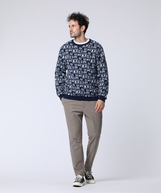 オリジナルジャガード クルーネック総柄ニット