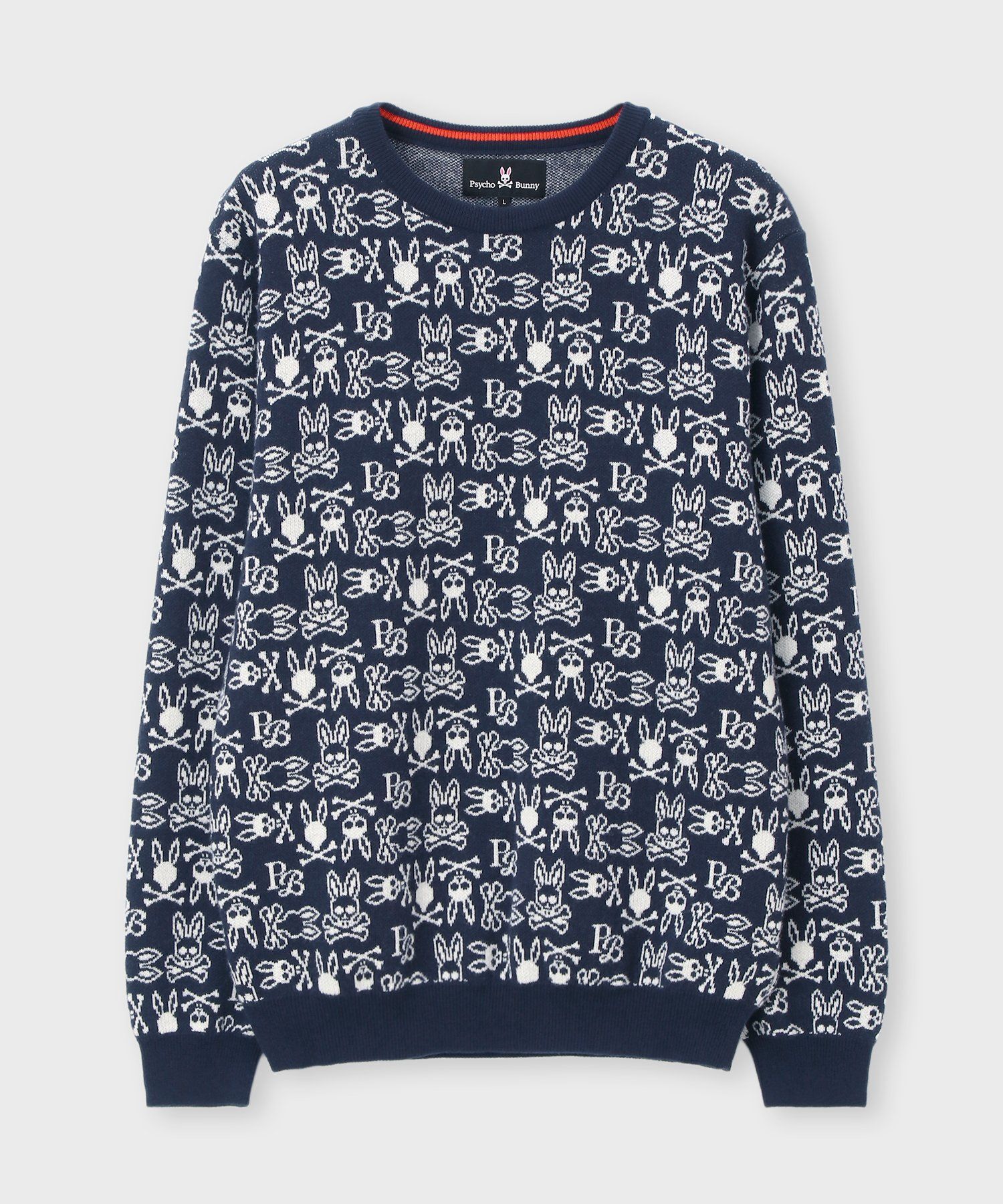オリジナルジャガード クルーネック総柄ニット｜Psycho Bunny｜サイコ
